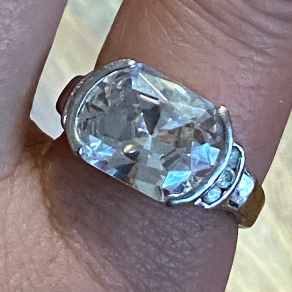 Sterling silver stamped SS 925 ring with sparkly bling faceted stones - Picture 13 of 17